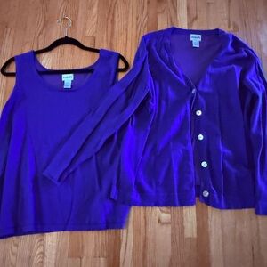 Chico's Travelers Women's Blue Cardigan & Tank Set. Chicos Size 3